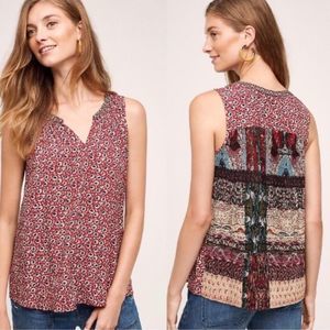 Anthropologie One September Tamarosa Pleated Tank